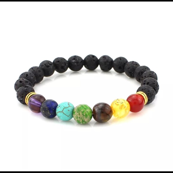 Chakra Bracelet 7 Stones Lava Reiki Yoga Zen Love - Picture 2 of 9